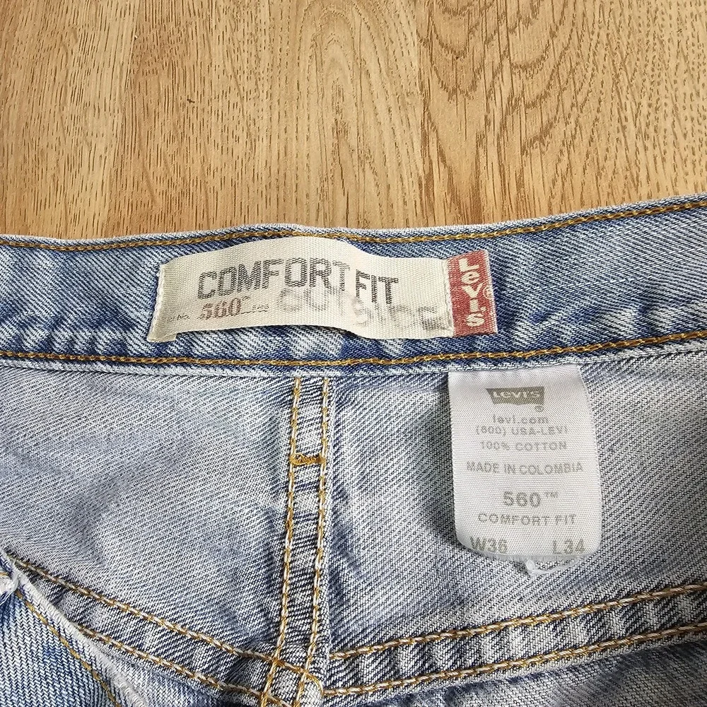 Levis 560 Comfort Fit Jeans Mens 36x34 Blue‎ Denim Pants Y2K Baggy Distressed